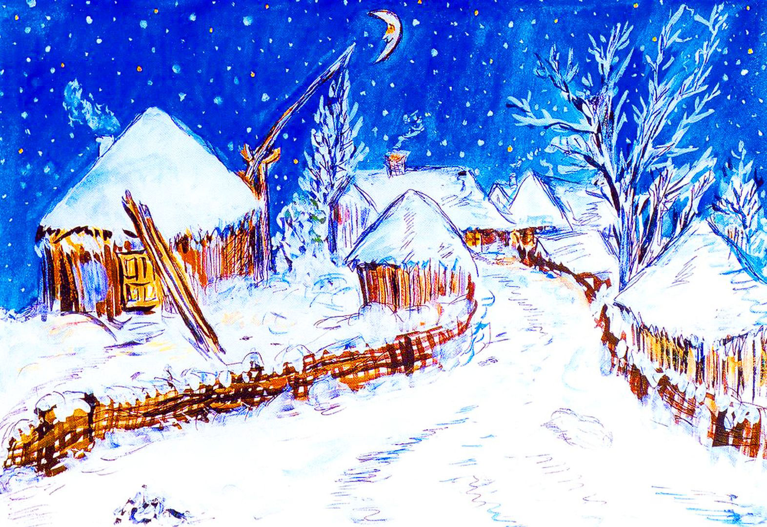 Рисунок к повести ночь перед Рождеством