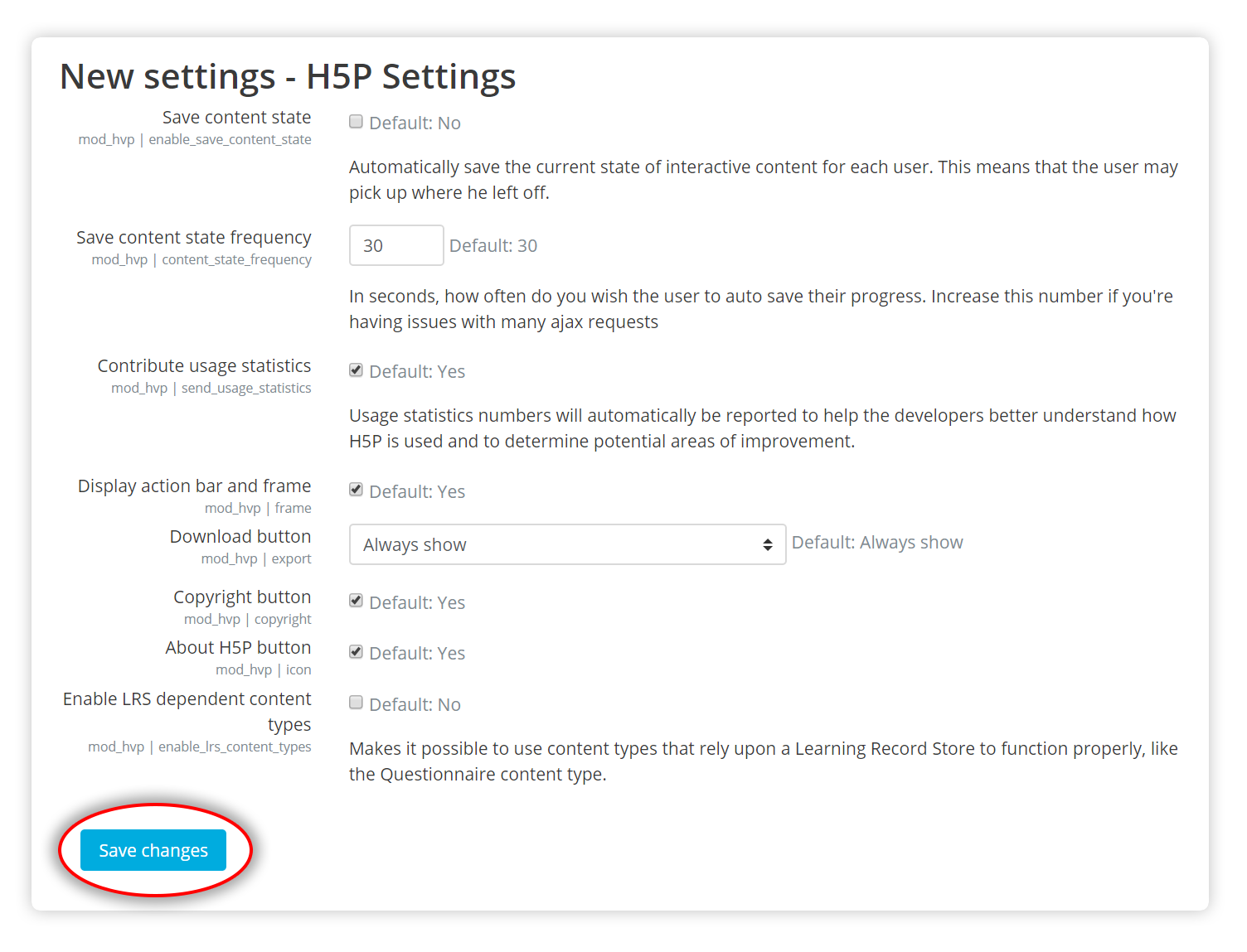 H5P Settings