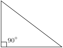 Triangle with one angle at 90 degrees