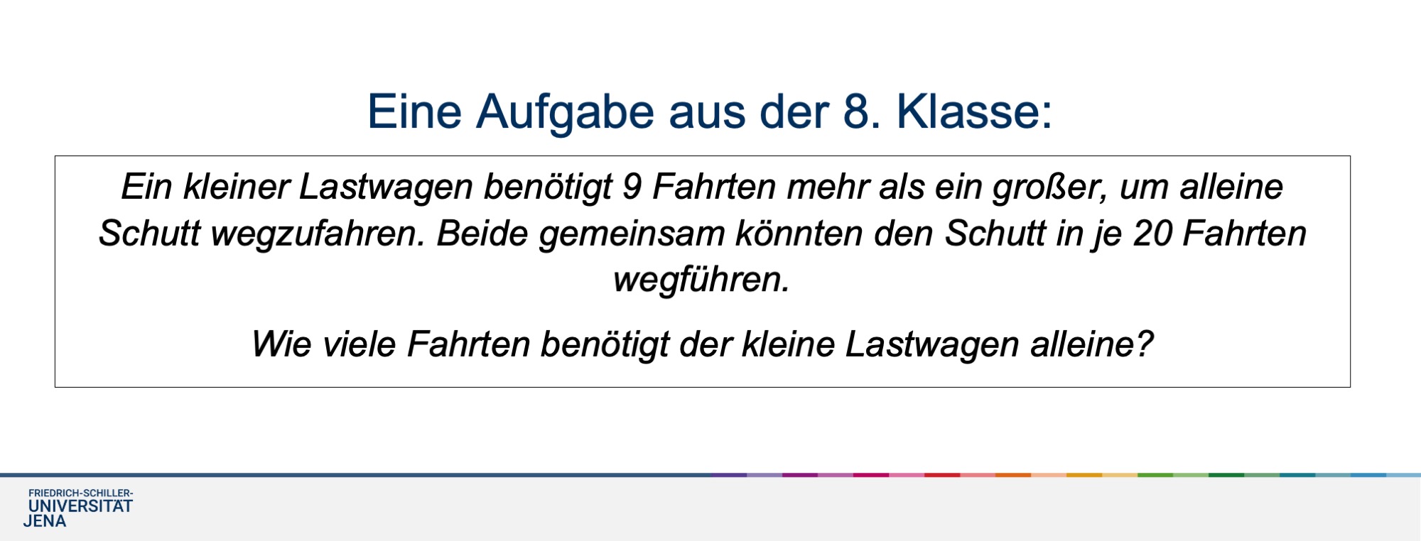 Bild mit Problemlöseaufgabe auf Schulniveau