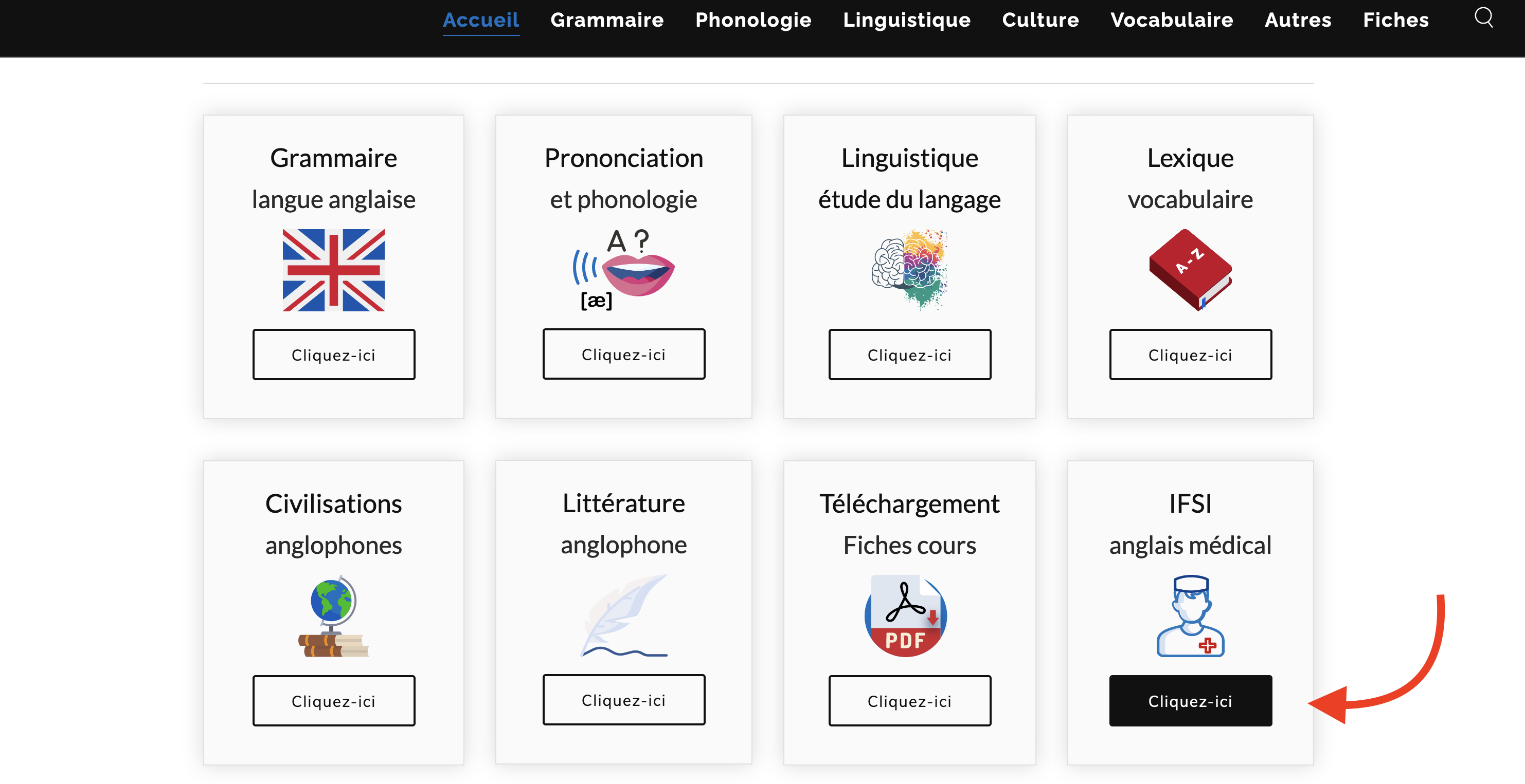 Ne cliquez pas sur inscription mais descendez et cliquez sur "Anglais médical"