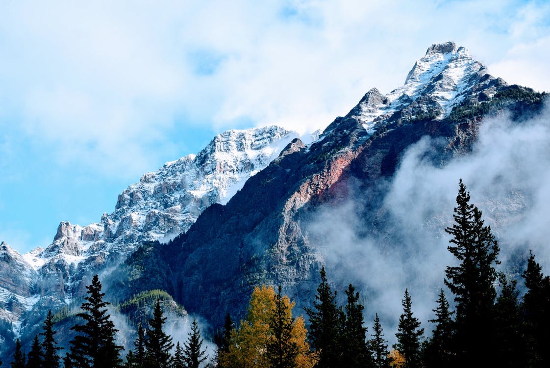 A mountain and some clouds