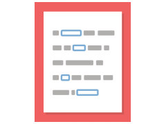 A portrait oriented page with blanks for words and surrounded by a red outline. This image is an icon for a fill in the blanks interaction.