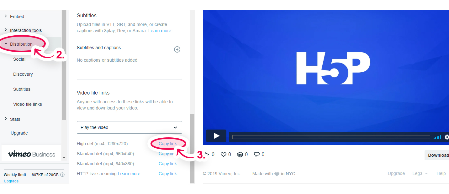 How To Use Vimeo Pro Videos In Interactive Video H5p