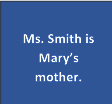 Ms. Smith is Mary's mother.
