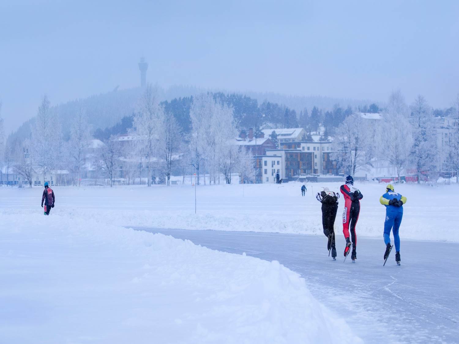 A lake scenery in winter
