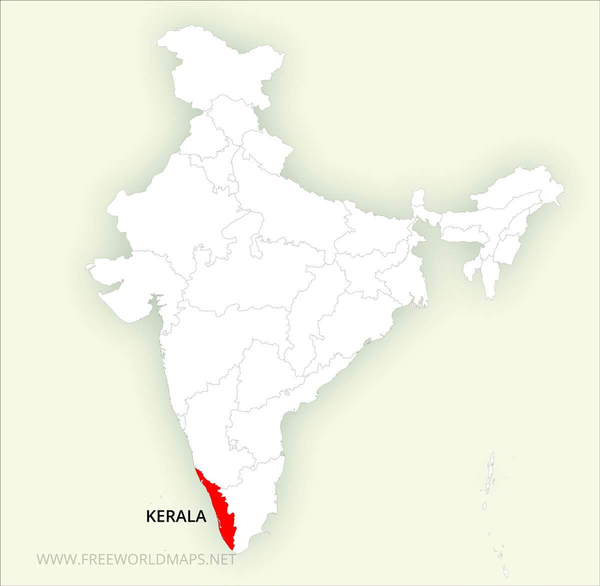 Show Kerala In India Map State Name And Capital Name - Flash Card