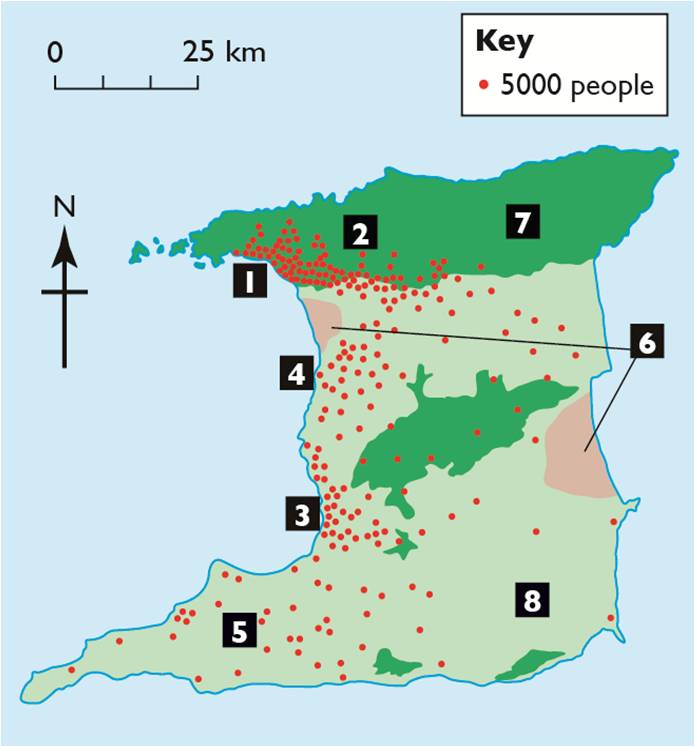 Choropleth Map Of Trinidad Displaying And Interpreting Population Data - Geo Car. /Social Studies