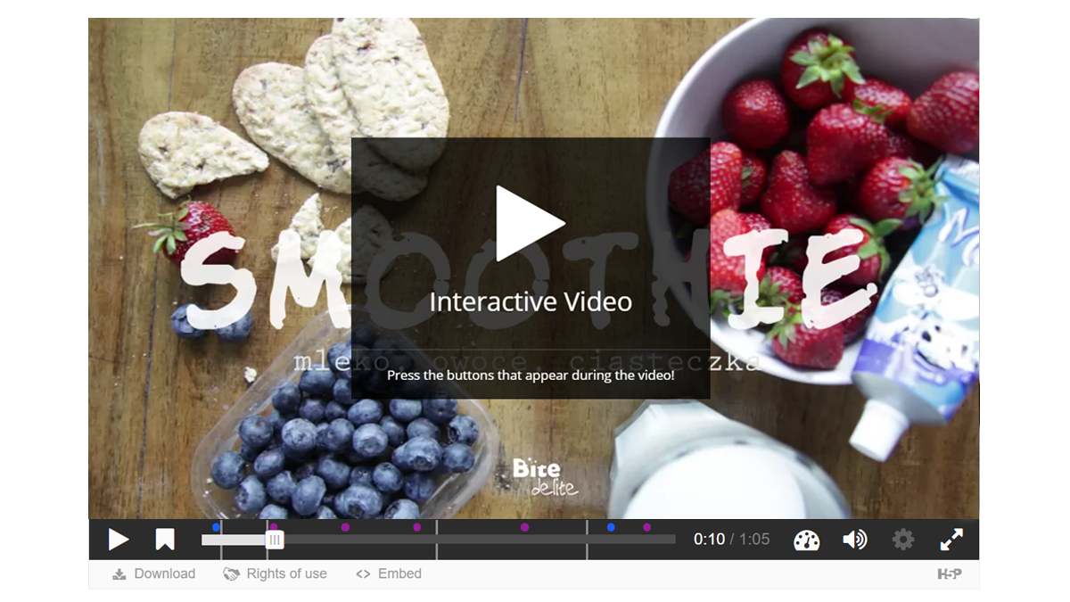 Interactive video start screen