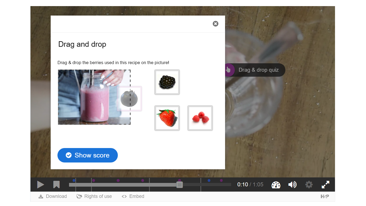 Drag and drop inside the video